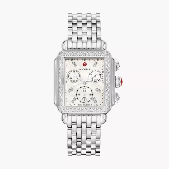 Michele Accessories - Michele Deco Stainless Diamond Watch